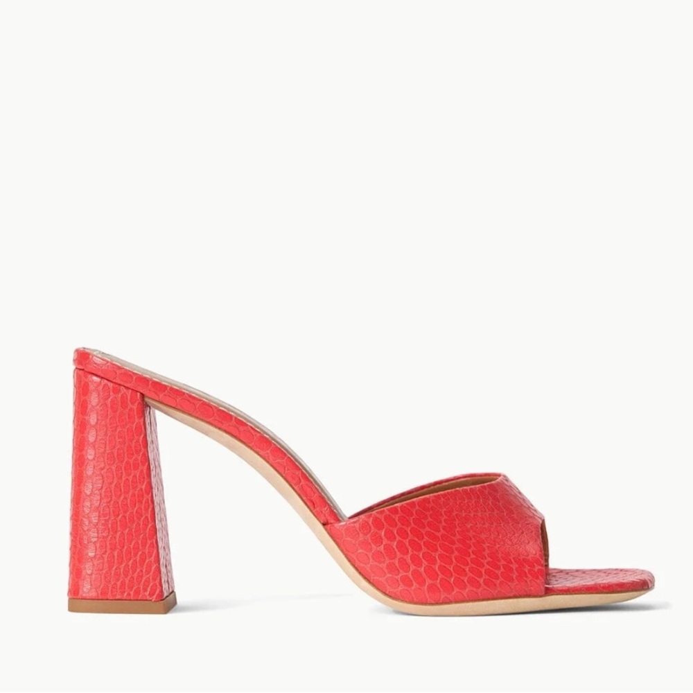 Staud Sloane Red Peep-Toe Mule Heels
